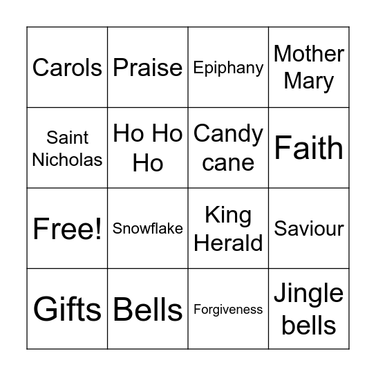 Christmas Bingo Card