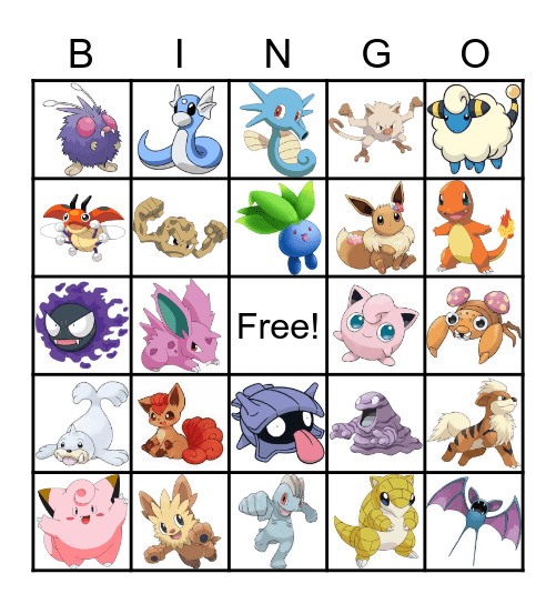 Pokemon Bingo Card