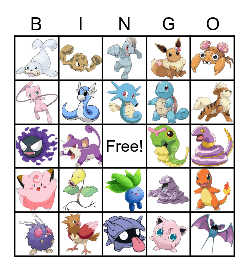 Pokemon Bingo Card