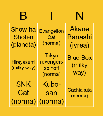 Licencias Manga Barcelona 2022 Bingo Card