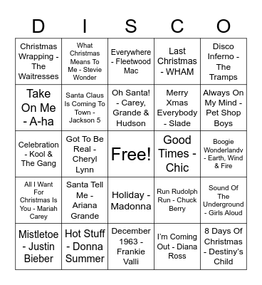 DISCO BINGO XMAS 22 Bingo Card