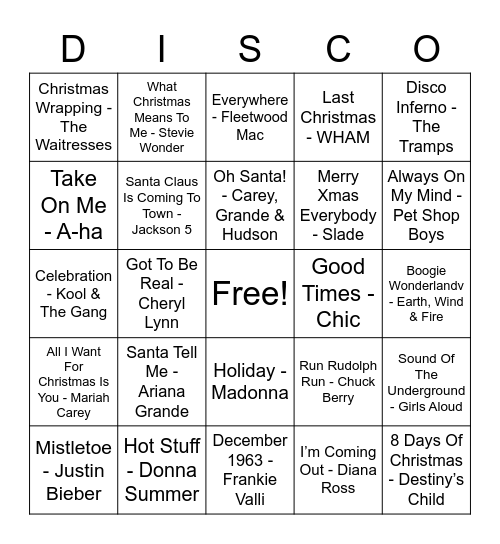 DISCO BINGO XMAS 22 Bingo Card