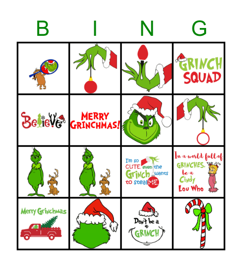 Merry GRINCH-mas Bingo Card