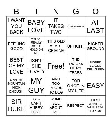 #1- MOTOWN Bingo Card