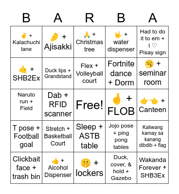 Barba Christmas Bingo Card