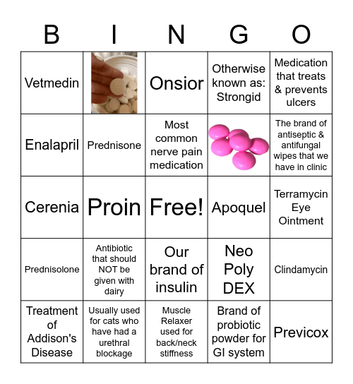 Vet Medications Bingo Card