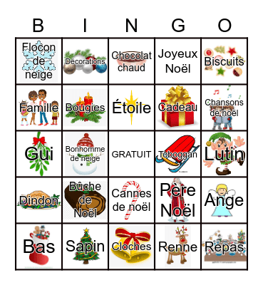 Noël Bingo Card