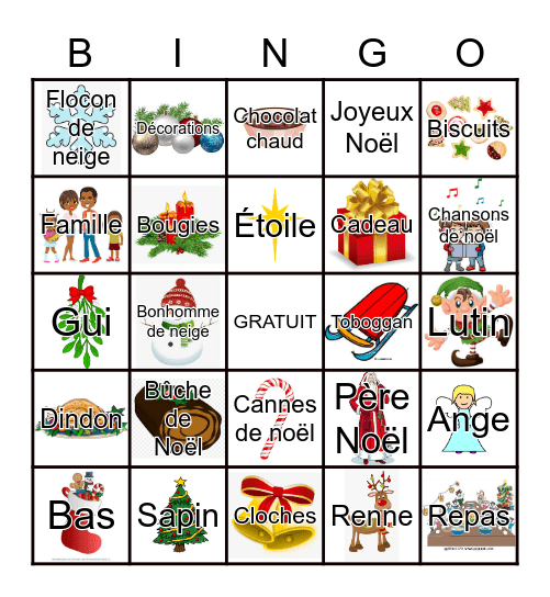 Noël Bingo Card