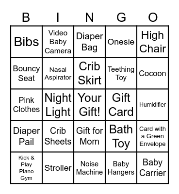 Lynsey's Baby Shower Bingo Card