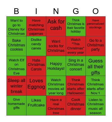 Christmas Who's Most Likely To... Bingo Card