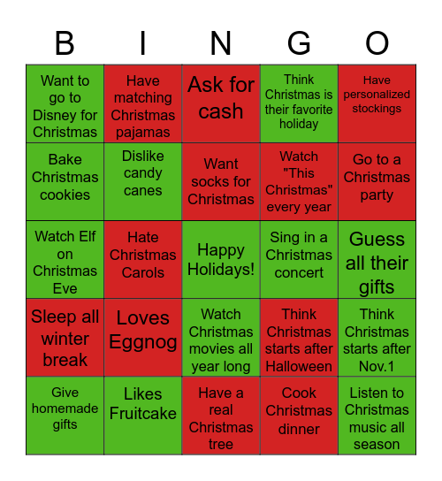 Christmas Who's Most Likely To... Bingo Card