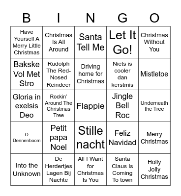 Xmas songs bin Bingo Card