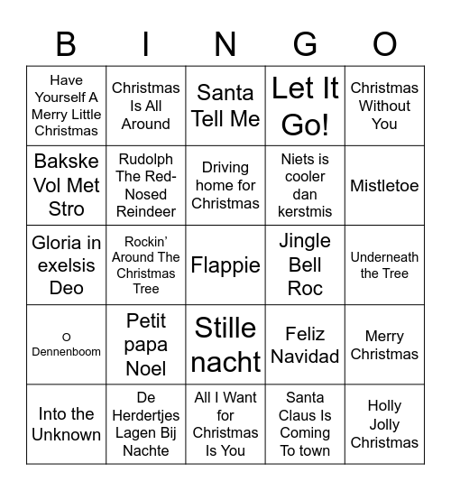 Xmas songs bin Bingo Card