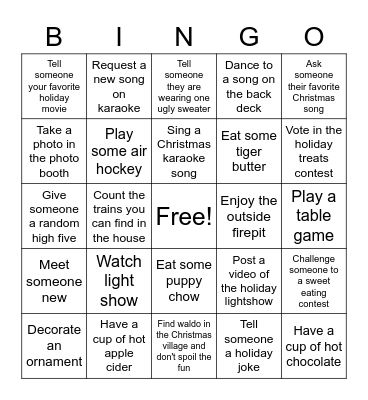 Christmas Party Bingo Card