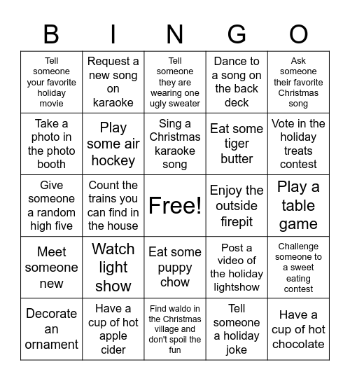 Christmas Party Bingo Card