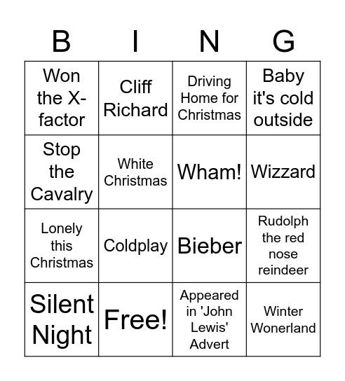 2022 Christmas bingo Card