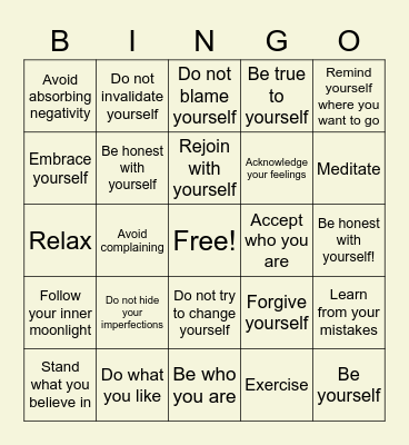 SELF CARE BINGO! Bingo Card