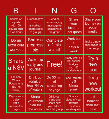 Fitmas Bingo Card