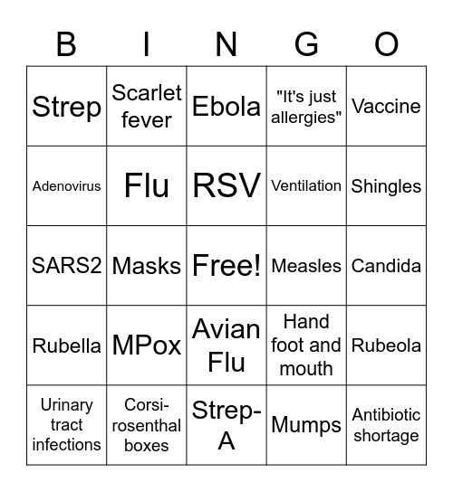 Infectious Disease Bingo Card