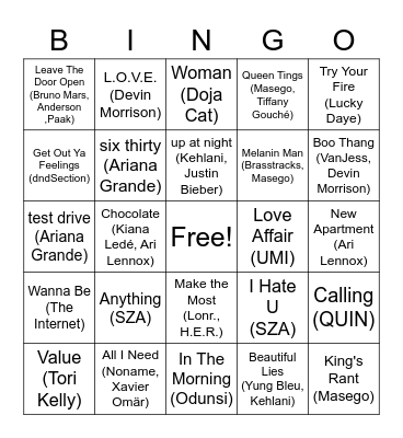 Music Bingo #3 Bingo Card