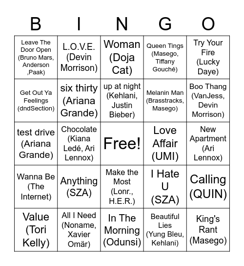 Music Bingo #3 Bingo Card