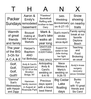 Hammen's 2015 Reasons to be Grateful Bingo Card