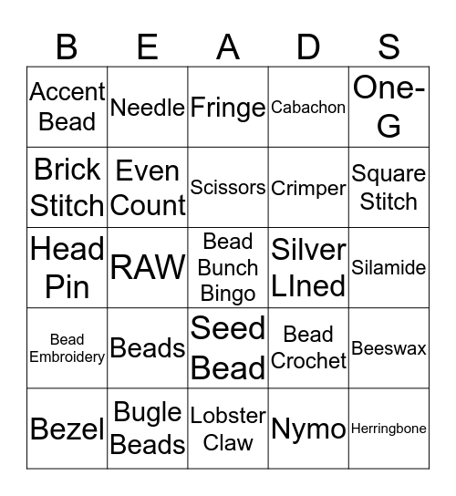 Bead Bunch Bingo Card