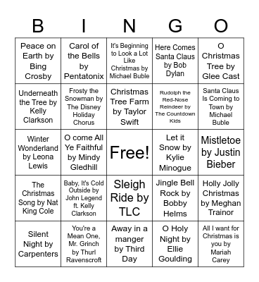 Christmas Music Bingo Card