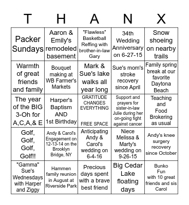 Hammen's 2015 Reasons to be Grateful Bingo Card