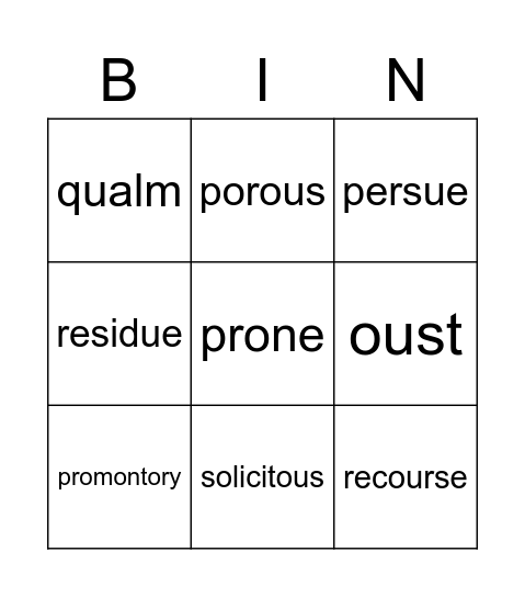 words for memory game -2 Bingo Card