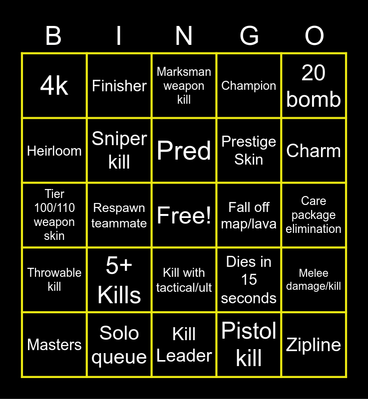 Phantom Forces Bingo Card