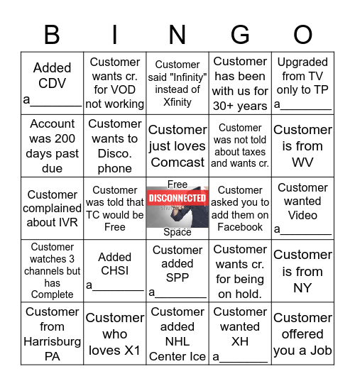 Name:_____________        Disco. Bingo  (please provide acct. # for anything with a______ at the bottom) 1 Square Per Account Bingo Card