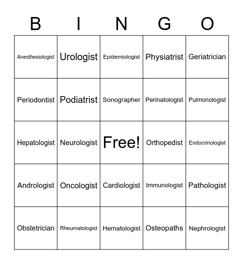 Doctor Bingo! Bingo Card