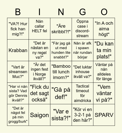 Räddningspatrullens Discord-Bingo Card