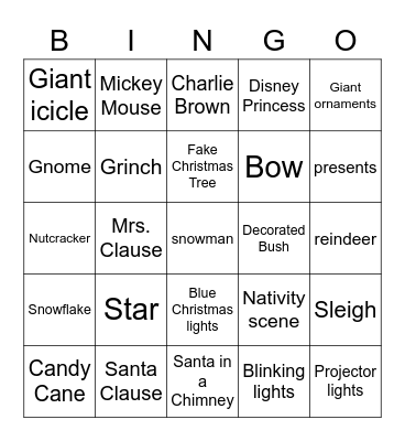 Christmas Lights Bingo Card