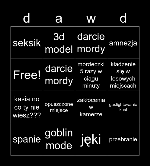 dawid czech bingo Card