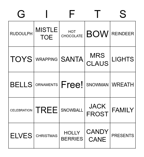 Christmas Fun Bingo Card