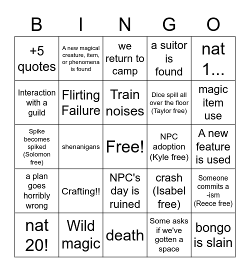 Session 8: It's been 3000 years Bingo Card