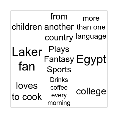 People Bingo Card