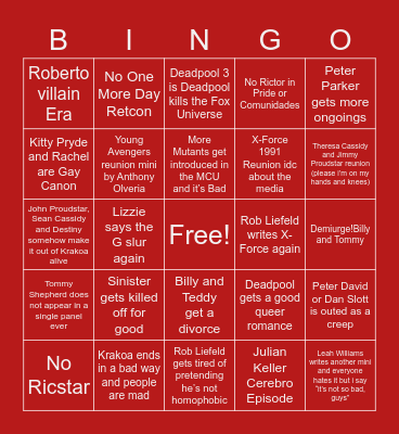 MARVEL COMICS 2023 Bingo Card