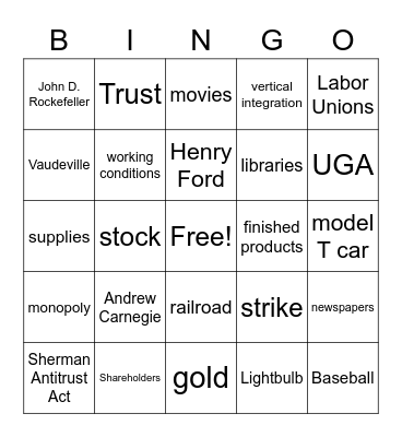 Chapter 20 Bingo Card