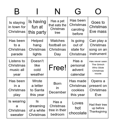 🌲 Christmas Bingo 🌲 Bingo Card