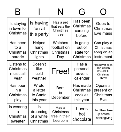 🌲 Christmas Bingo 🌲 Bingo Card