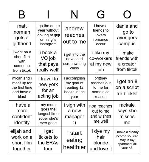 2023 nice predictions Bingo Card