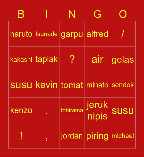 sehun exo Bingo Card