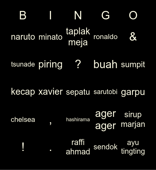 ian Bingo Card