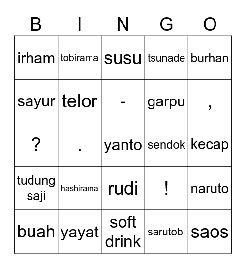 yoonsu Bingo Card