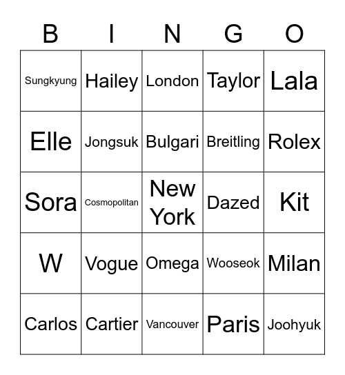 WS's Bingo Card