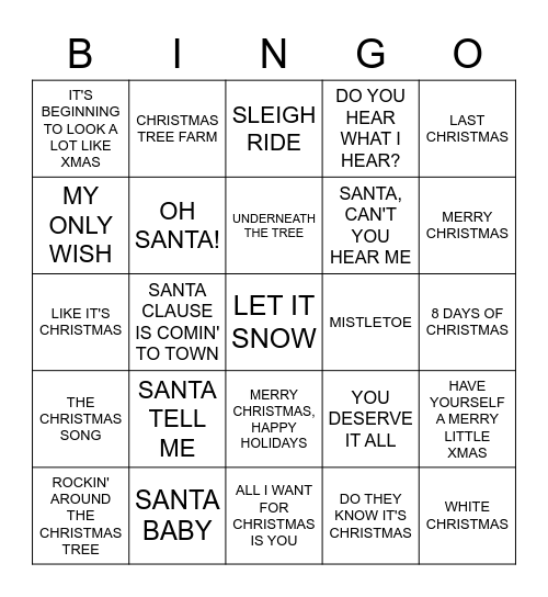 POP CHRISTMAS Bingo Card