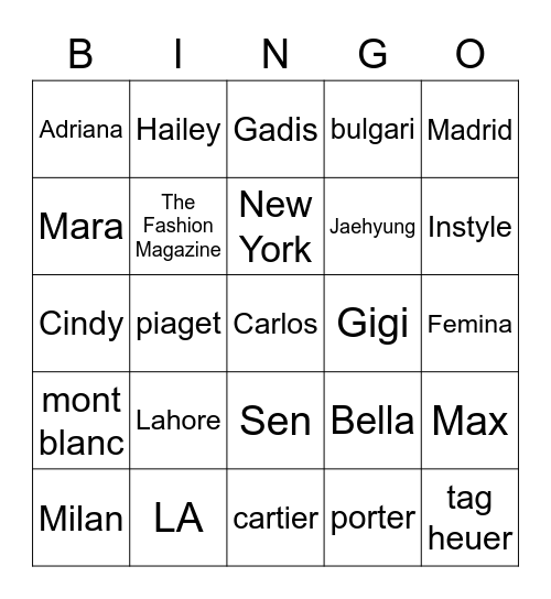 Vitto Bingo Card